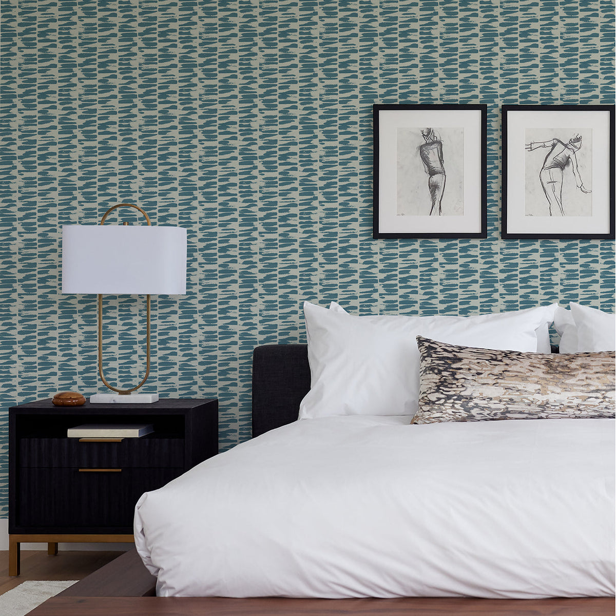 Myrtle Abstract Stripe Wallpaper wallpaper detail or room view