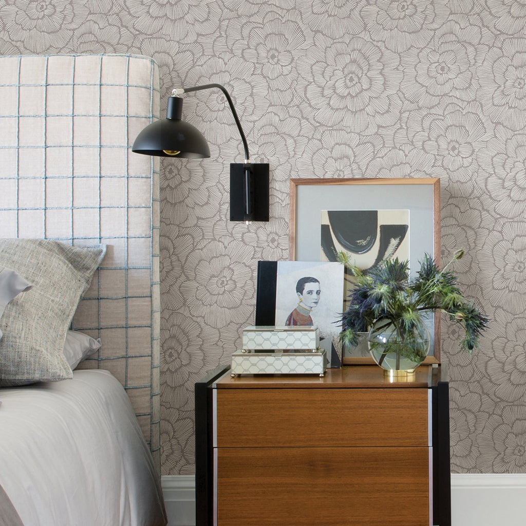 Periwinkle Textured Floral Wallpaper wallpaper detail or room view