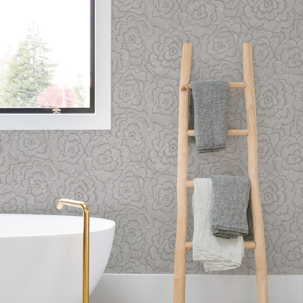 Periwinkle Textured Floral Wallpaper wallpaper detail or room view