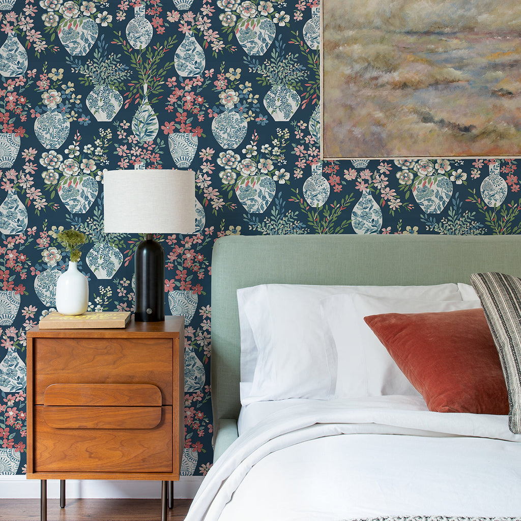 Harper Floral Vase Wallpaper wallpaper detail or room view