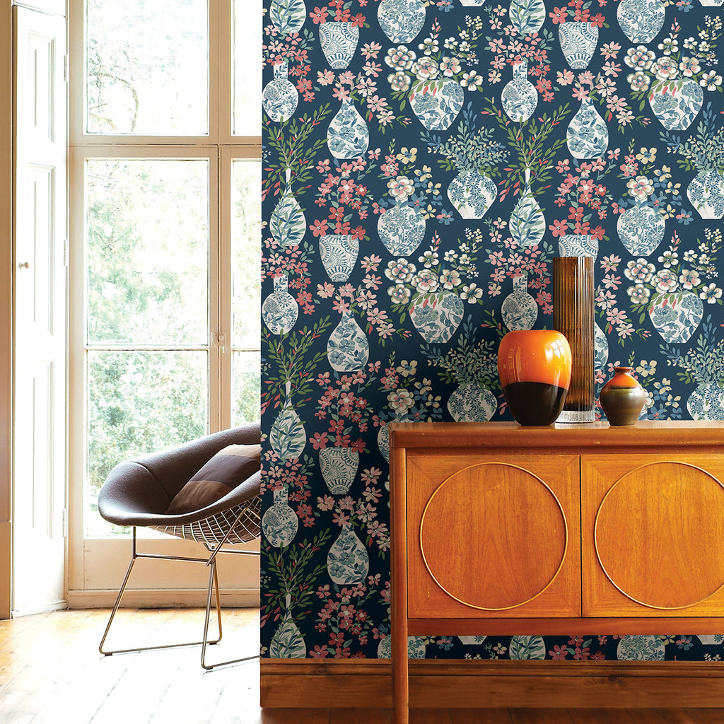 Harper Floral Vase Wallpaper wallpaper detail or room view
