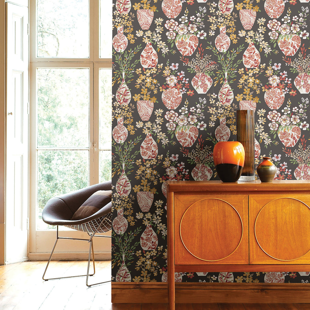 Harper Floral Vase Wallpaper wallpaper detail or room view