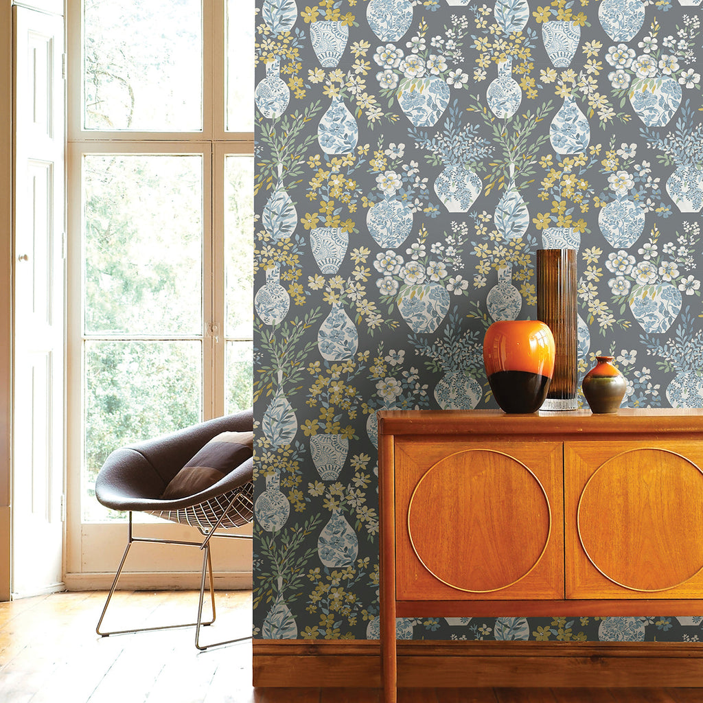 Harper Floral Vase Wallpaper wallpaper detail or room view