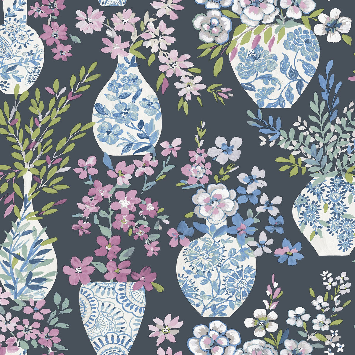 Harper Floral Vase Wallpaper wallpaper detail or room view