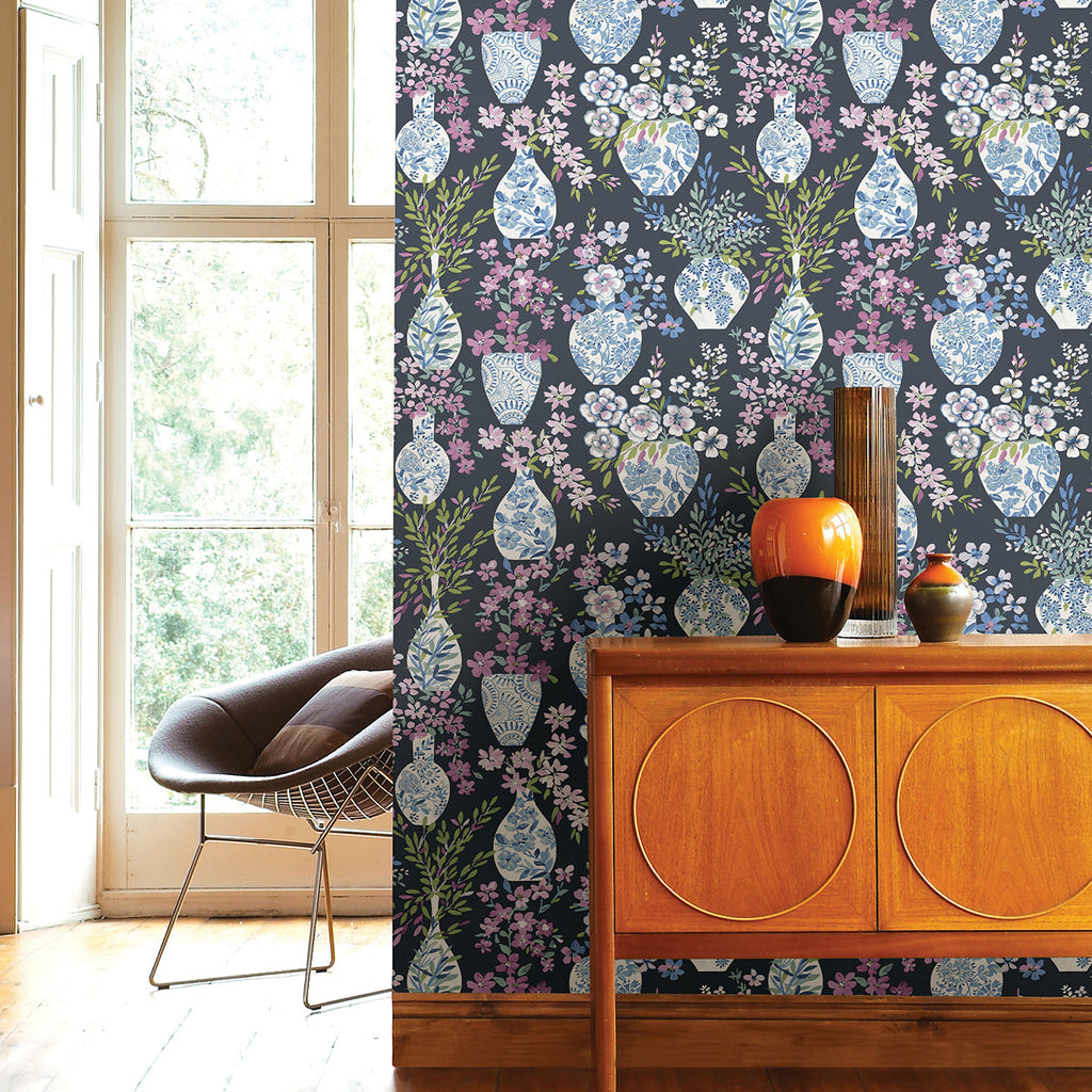 Harper Floral Vase Wallpaper wallpaper detail or room view