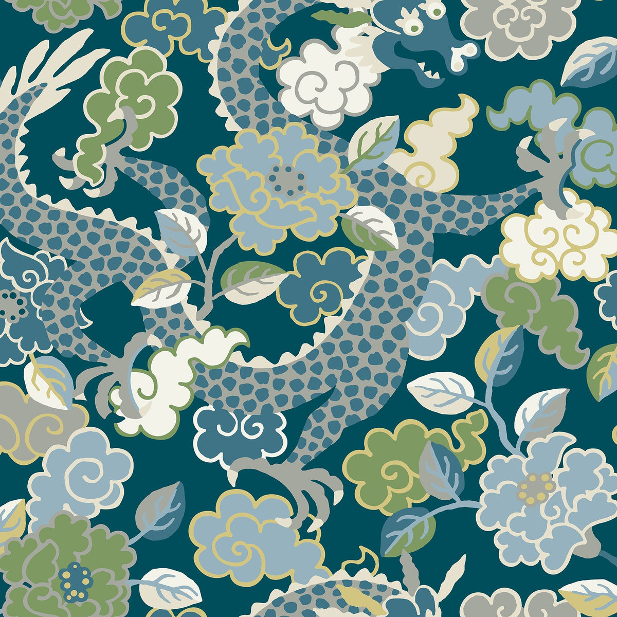 Yanci Dragon Wallpaper in Teal