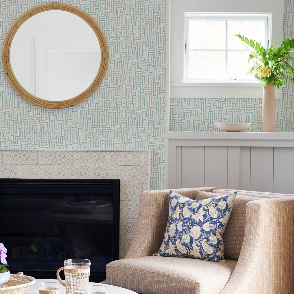 Ramble Geometric Wallpaper wallpaper detail or room view