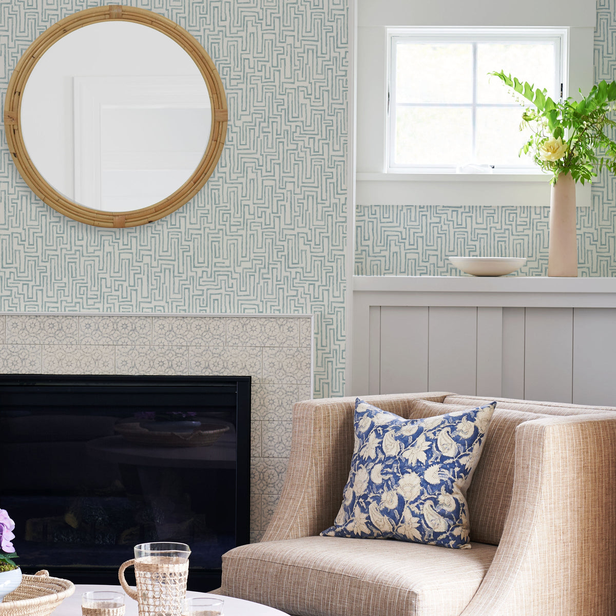 Ramble Geometric Wallpaper wallpaper detail or room view
