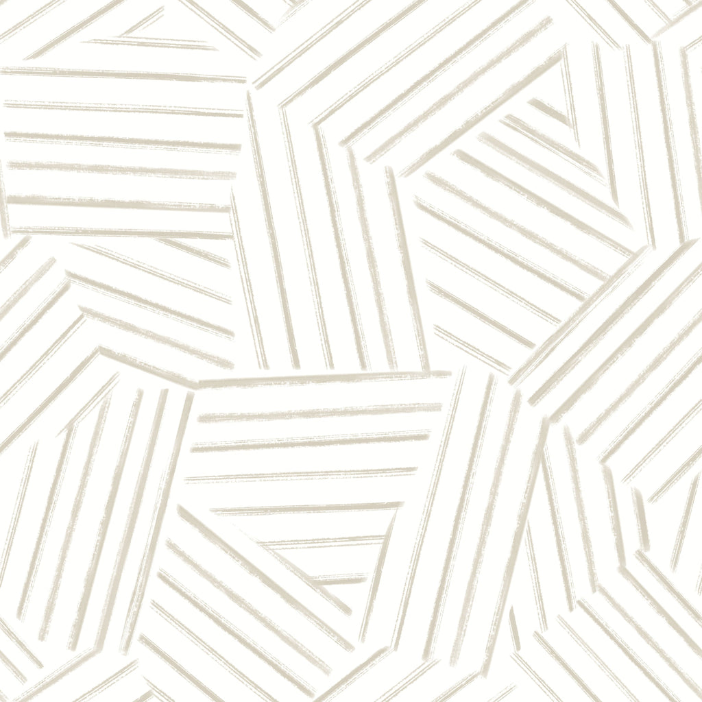 Helene Geometric Lines Wallpaper in Taupe