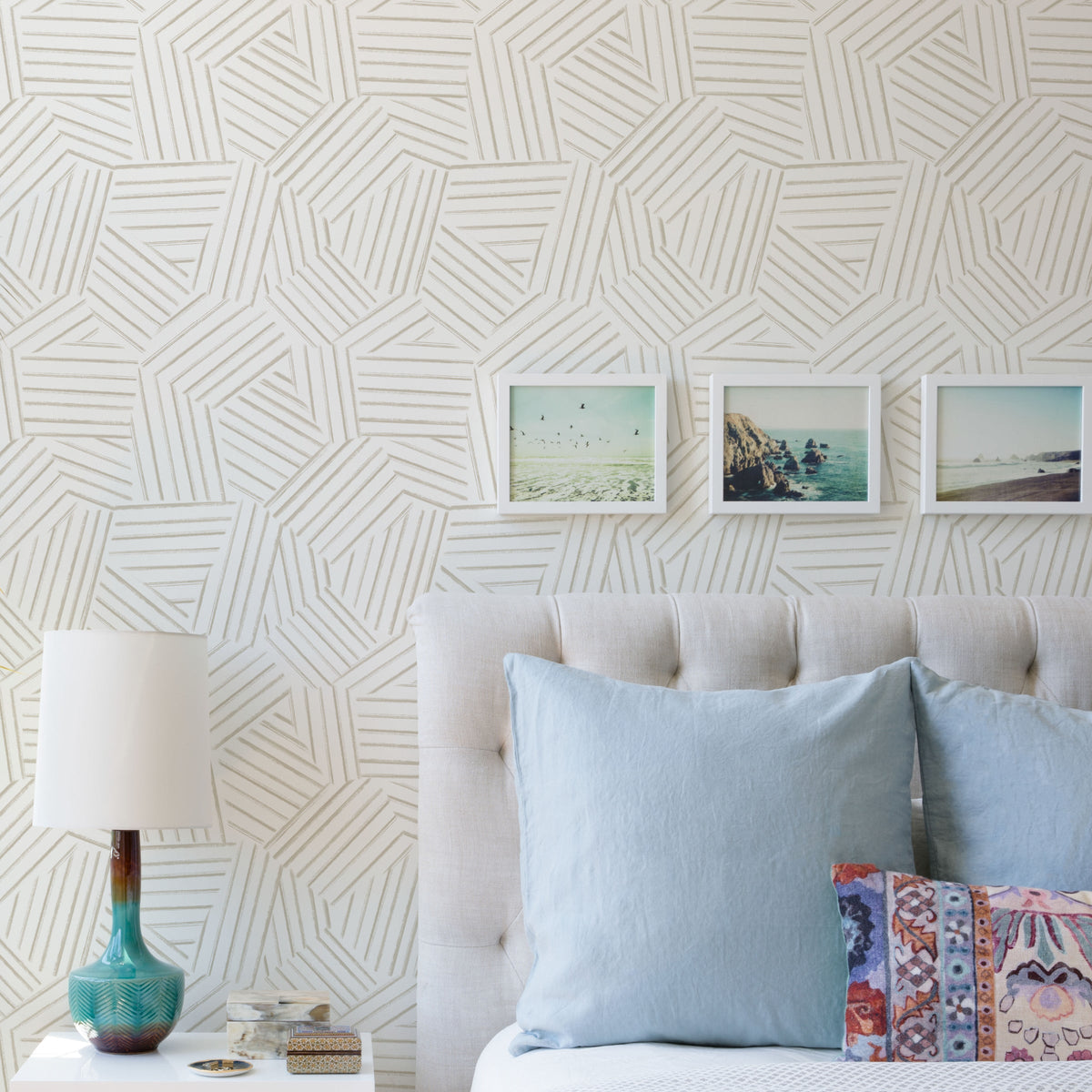 Helene Geometric Lines Wallpaper wallpaper detail or room view
