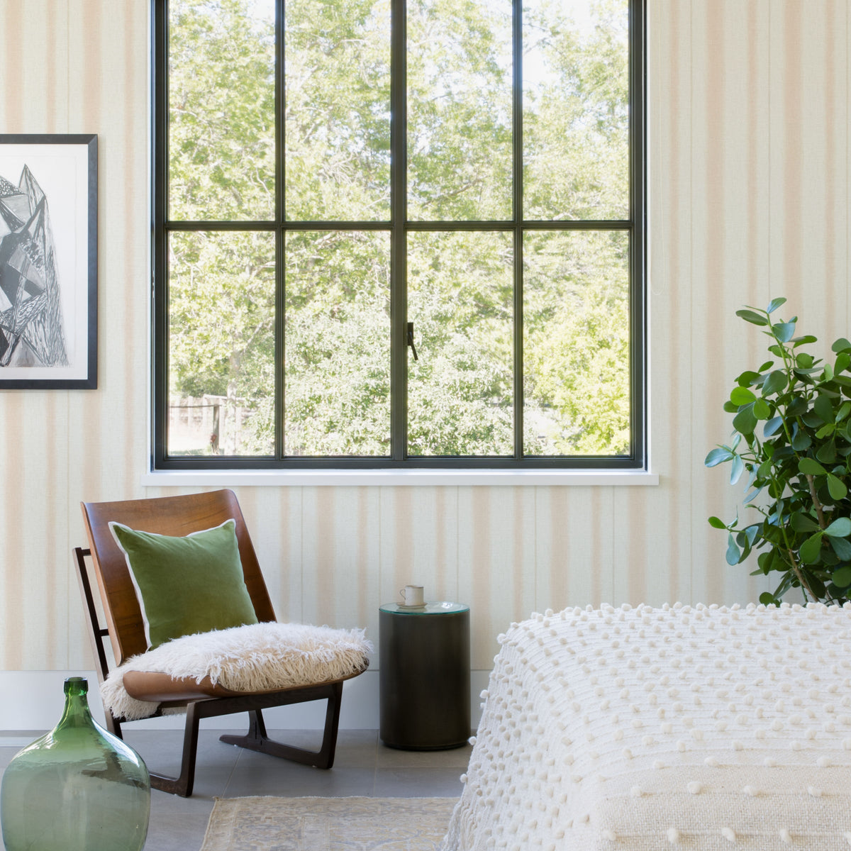 Alena Soft Stripe Wallpaper wallpaper detail or room view
