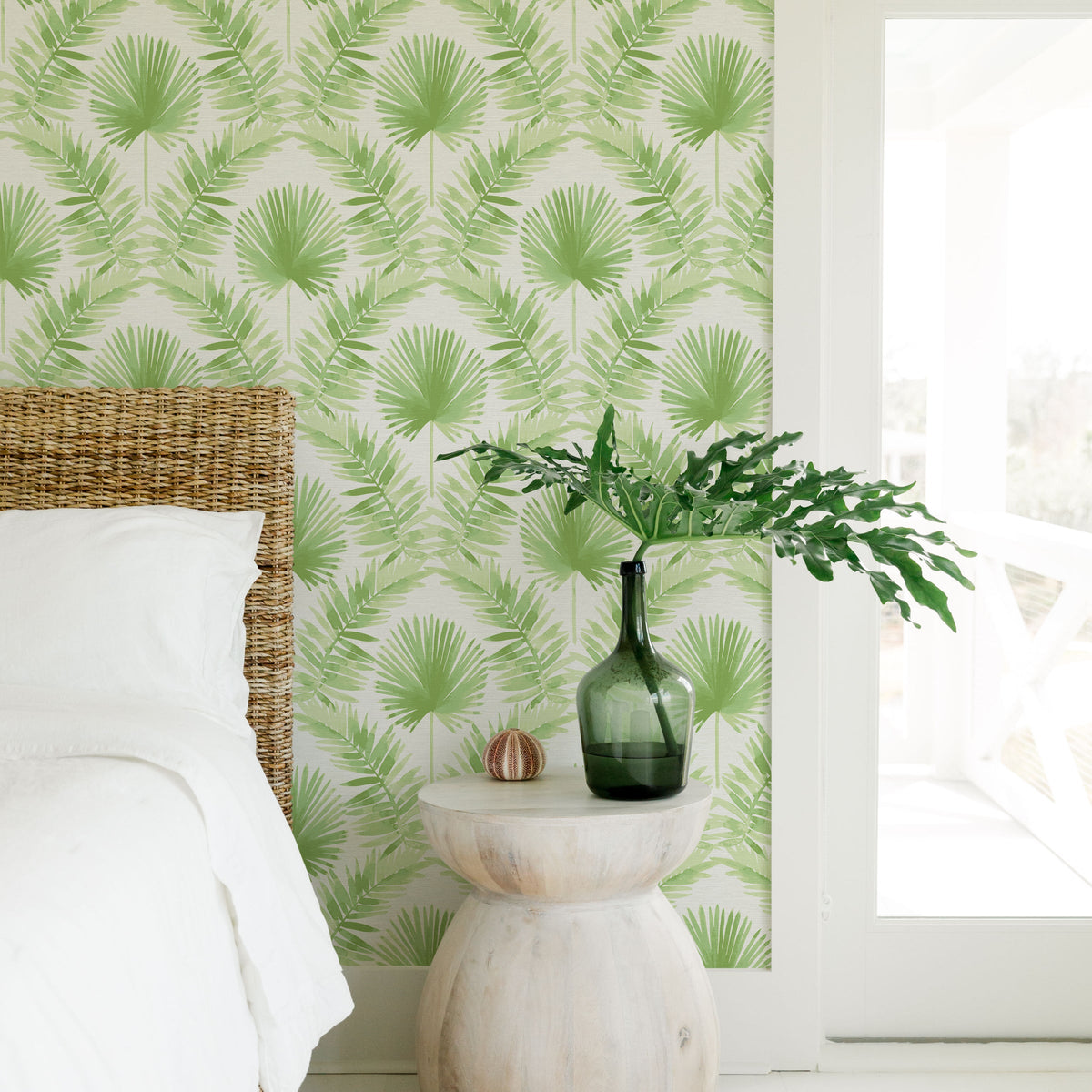 Calla Painted Palm Wallpaper wallpaper detail or room view