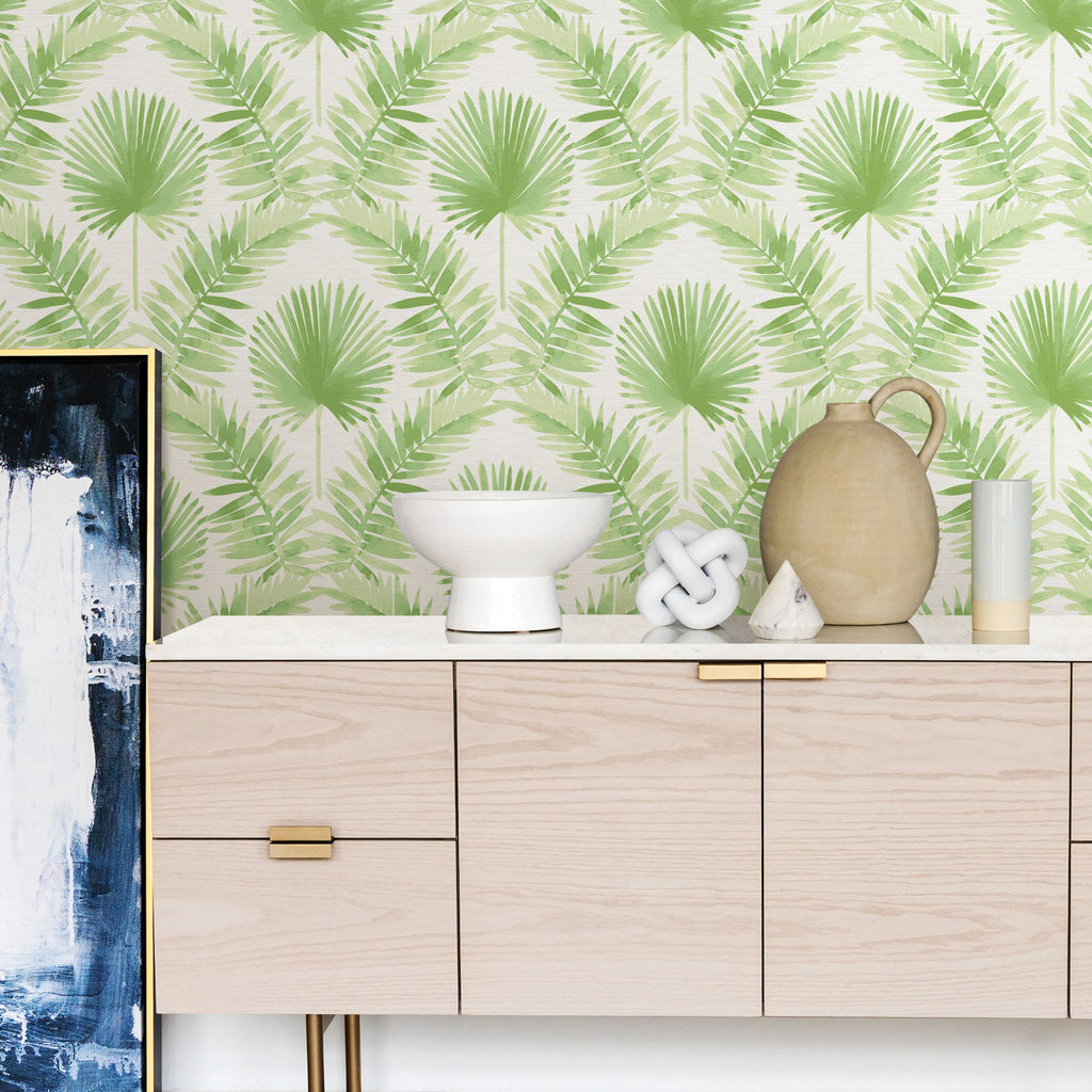Calla Painted Palm Wallpaper wallpaper detail or room view