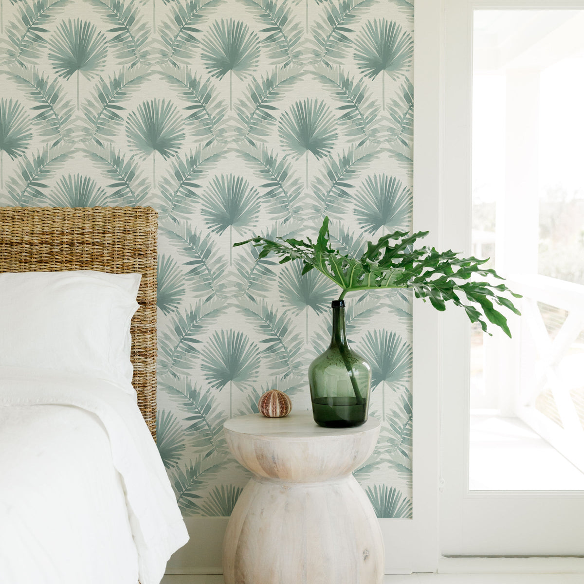 Calla Painted Palm Wallpaper wallpaper detail or room view