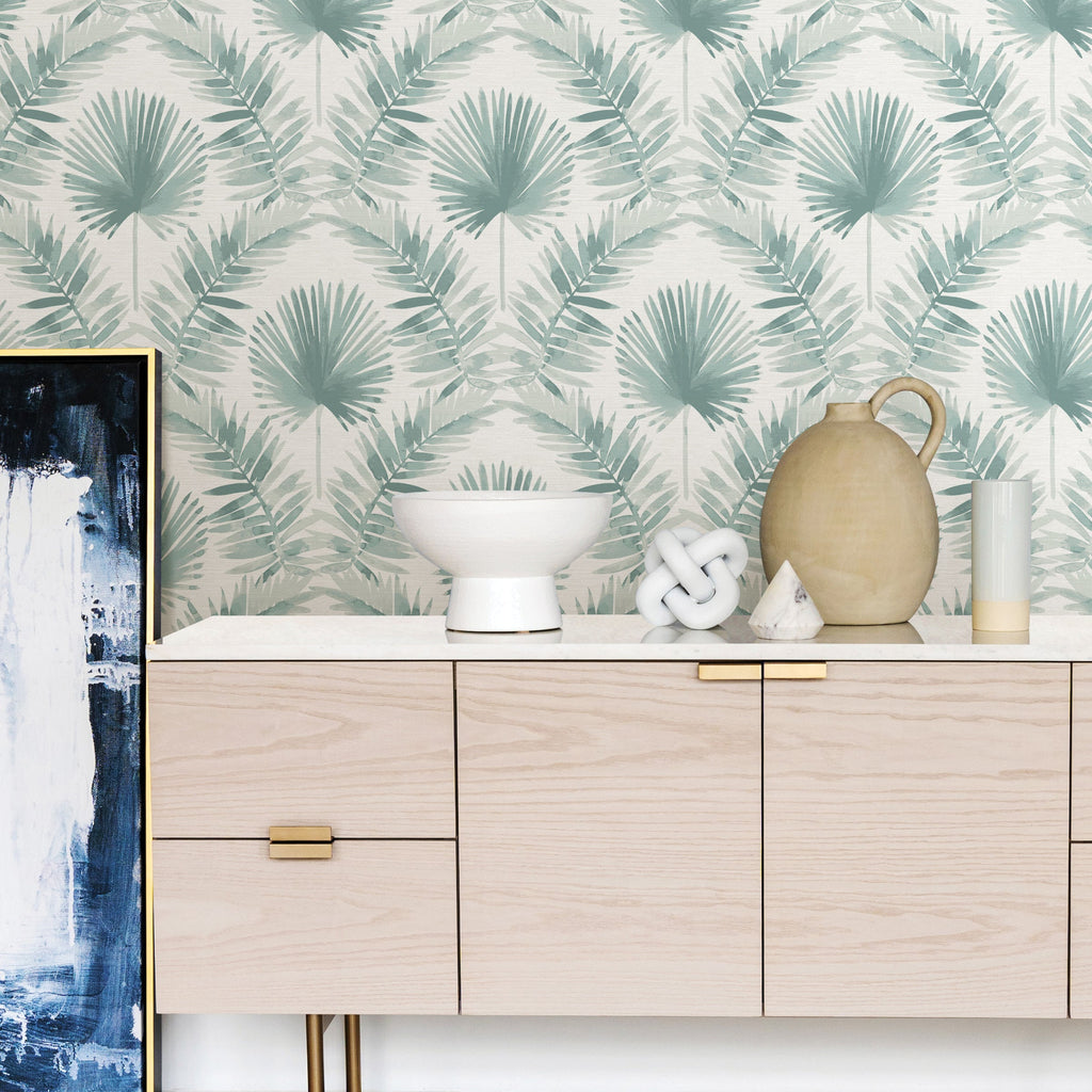 Calla Painted Palm Wallpaper wallpaper detail or room view