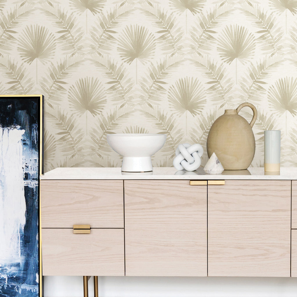Calla Painted Palm Wallpaper wallpaper detail or room view