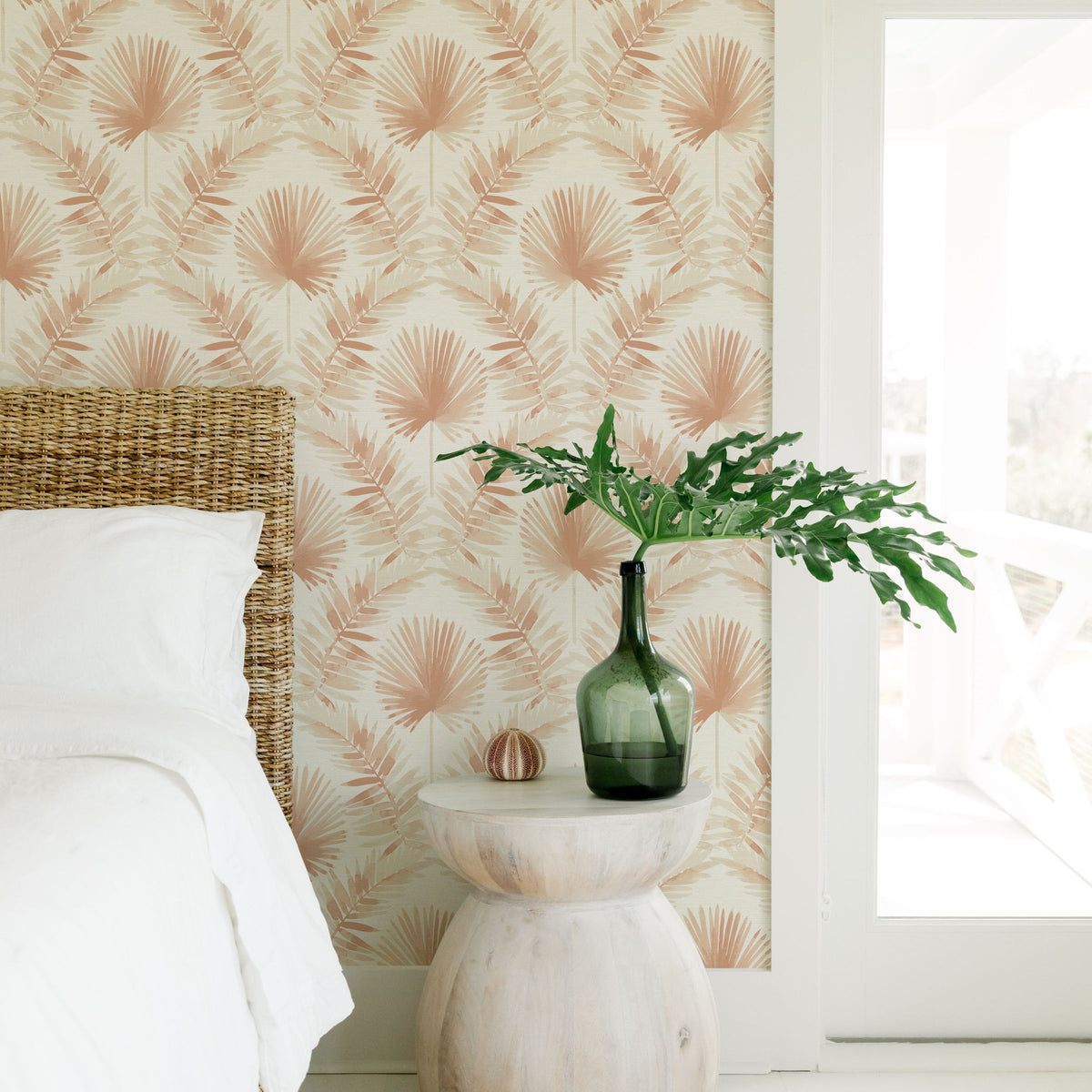 Calla Painted Palm Wallpaper wallpaper detail or room view