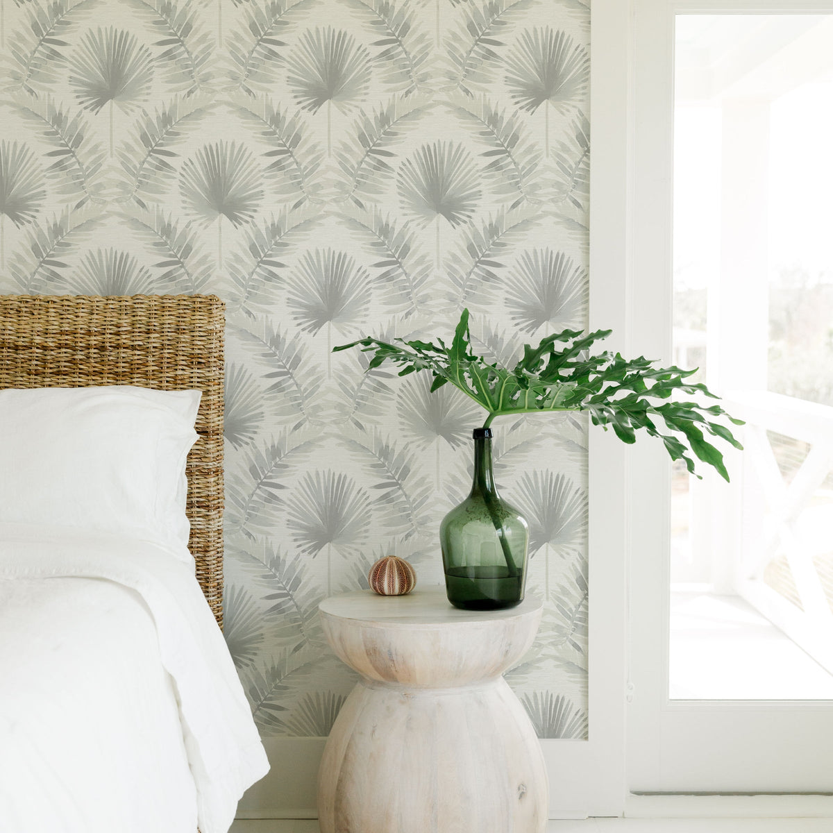 Calla Painted Palm Wallpaper wallpaper detail or room view