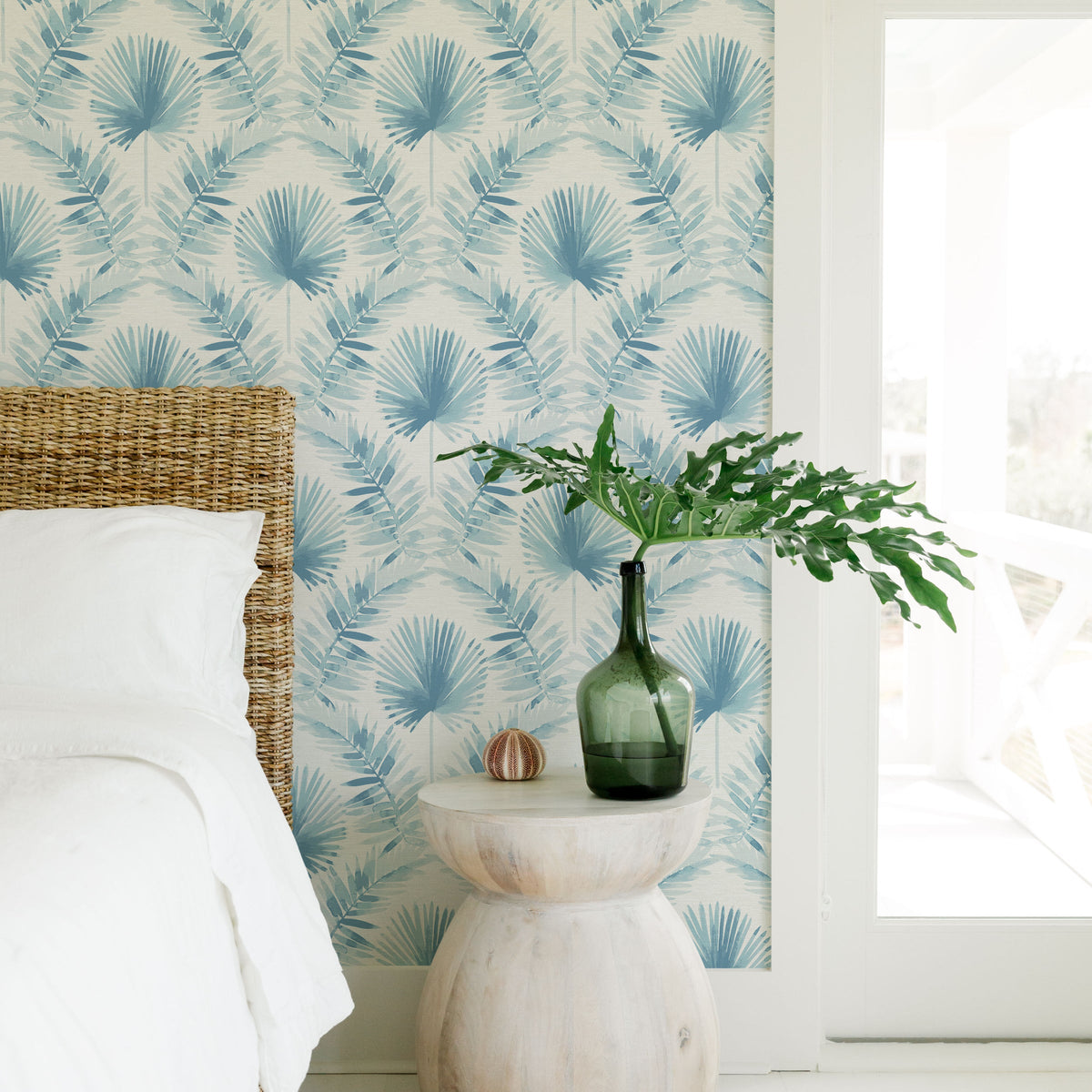 Calla Painted Palm Wallpaper wallpaper detail or room view