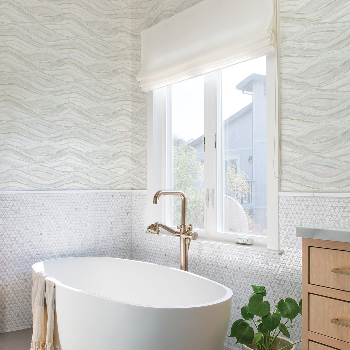 Dorea Striated Waves Wallpaper wallpaper detail or room view