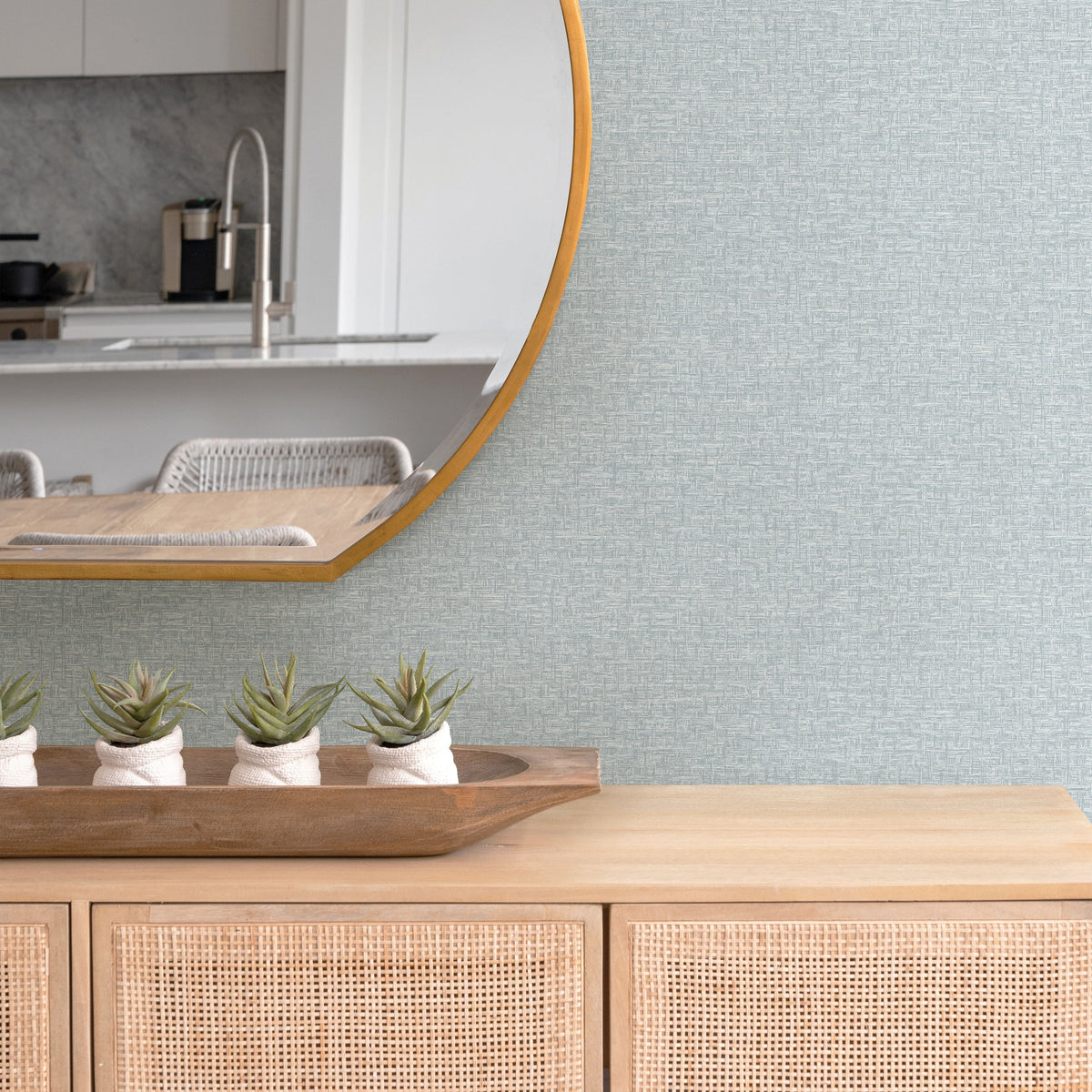 Minerva Texture Geometric Wallpaper wallpaper detail or room view