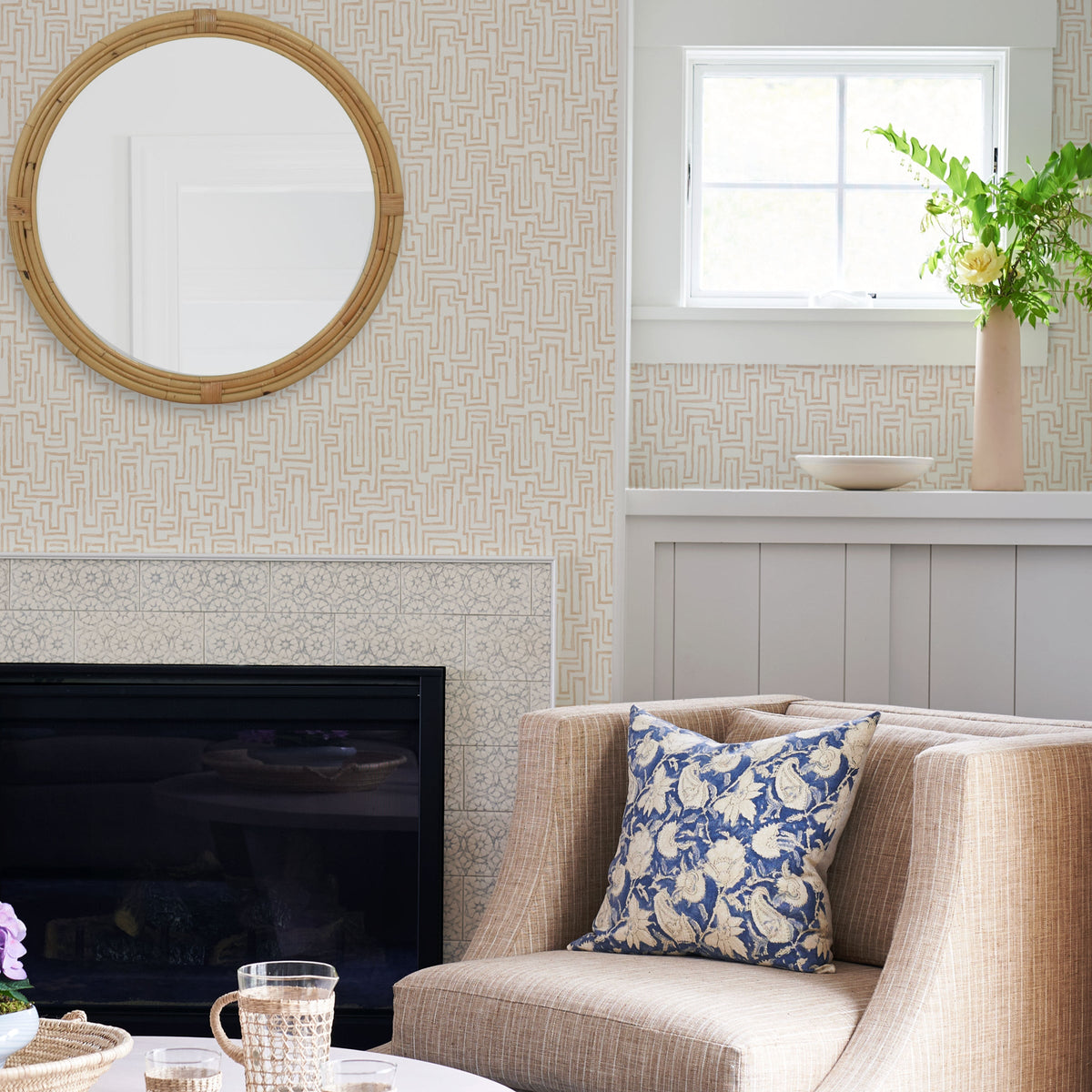 Ramble Geometric Wallpaper wallpaper detail or room view