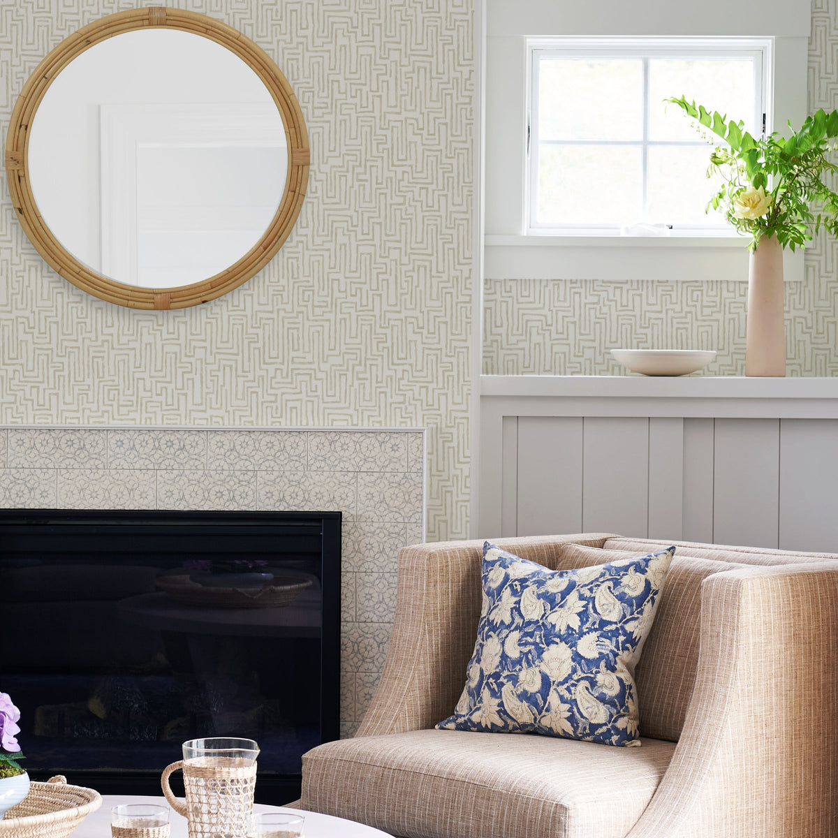 Ramble Geometric Wallpaper wallpaper detail or room view