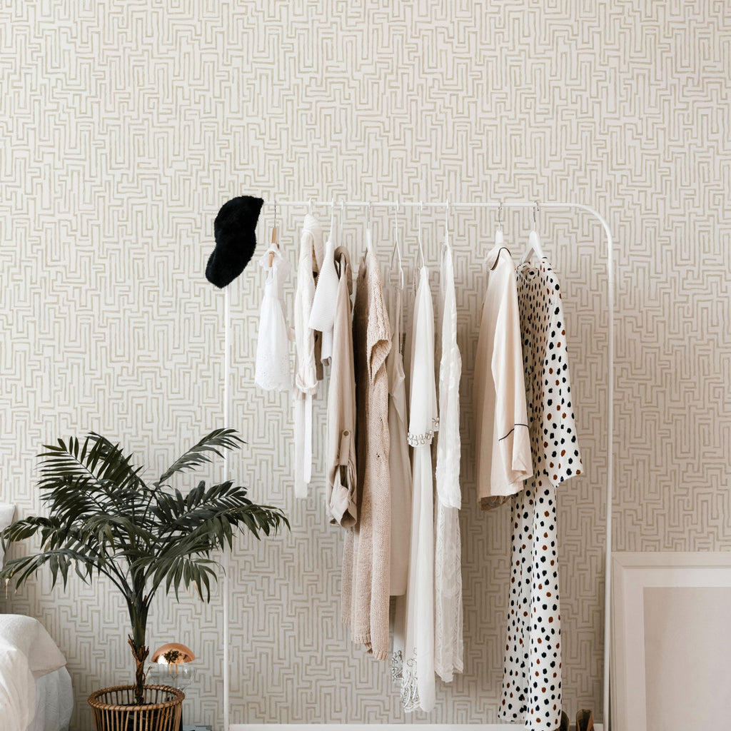 Ramble Geometric Wallpaper wallpaper detail or room view