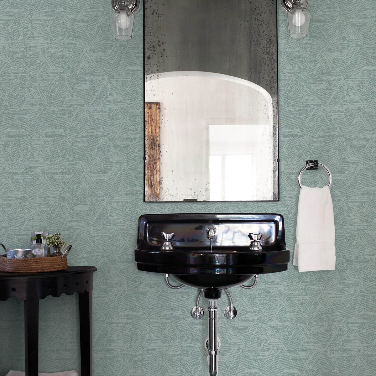Retreat Quilted Geometric Wallpaper wallpaper detail or room view