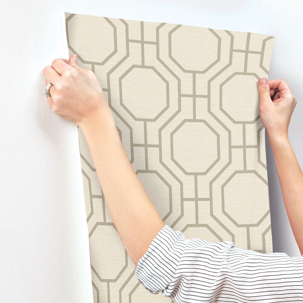 Manor Geometric Trellis Wallpaper wallpaper detail or room view