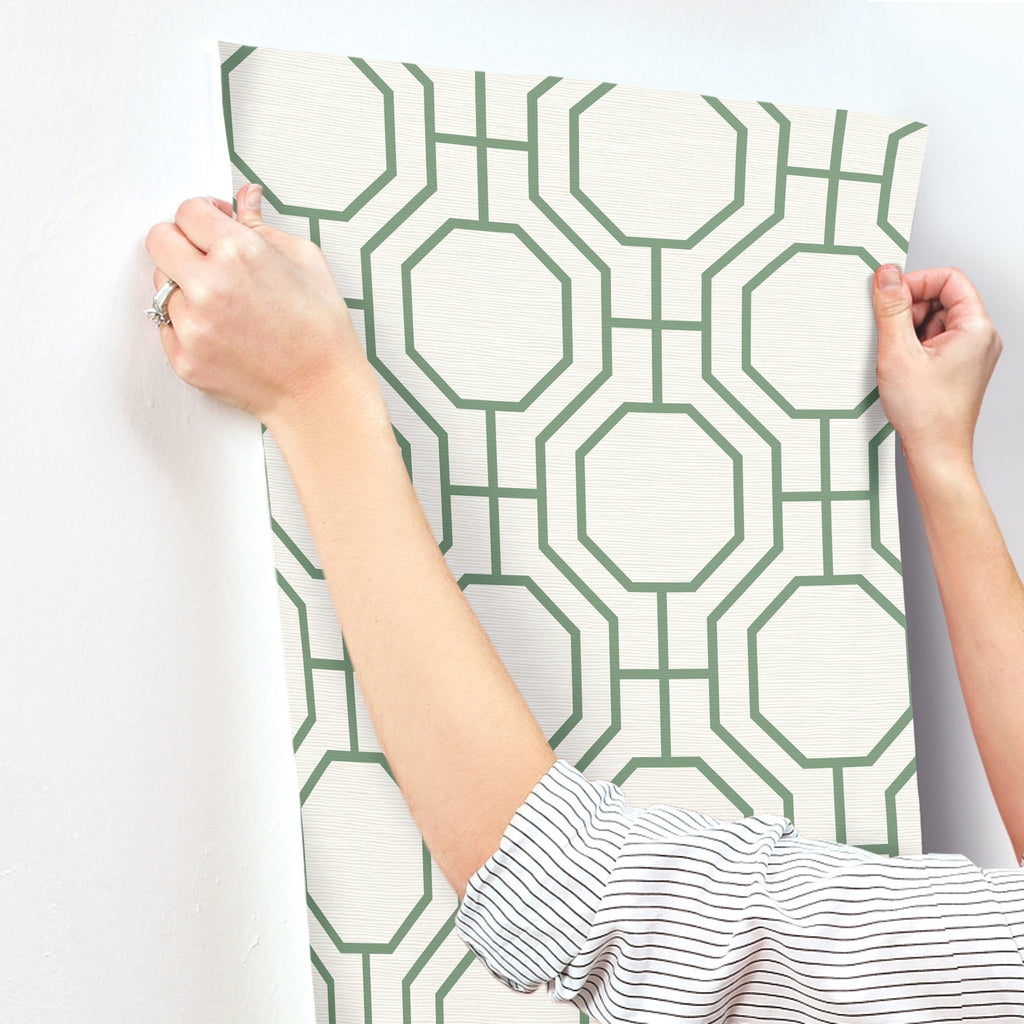 Manor Geometric Trellis Wallpaper wallpaper detail or room view