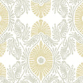 Villa Embellished Ogee Wallpaper in Light Yellow