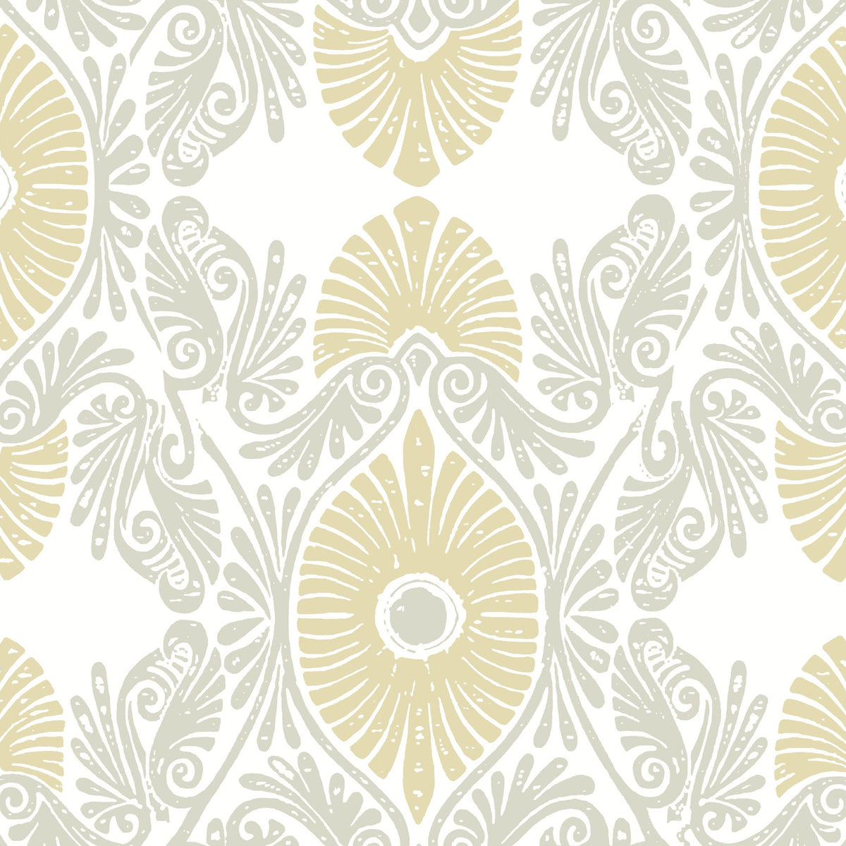 Villa Embellished Ogee Wallpaper in Light Yellow