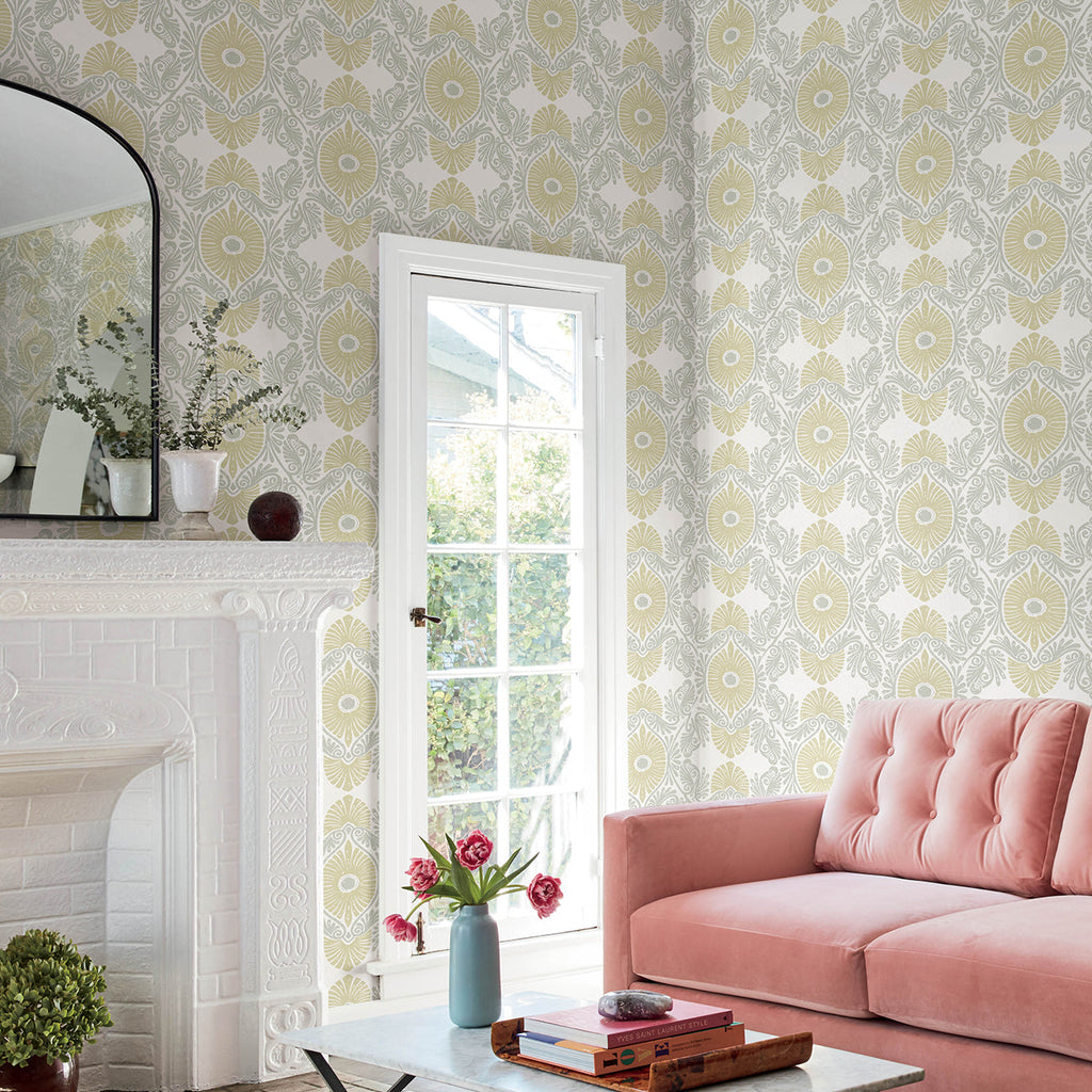 Villa Embellished Ogee Wallpaper wallpaper detail or room view
