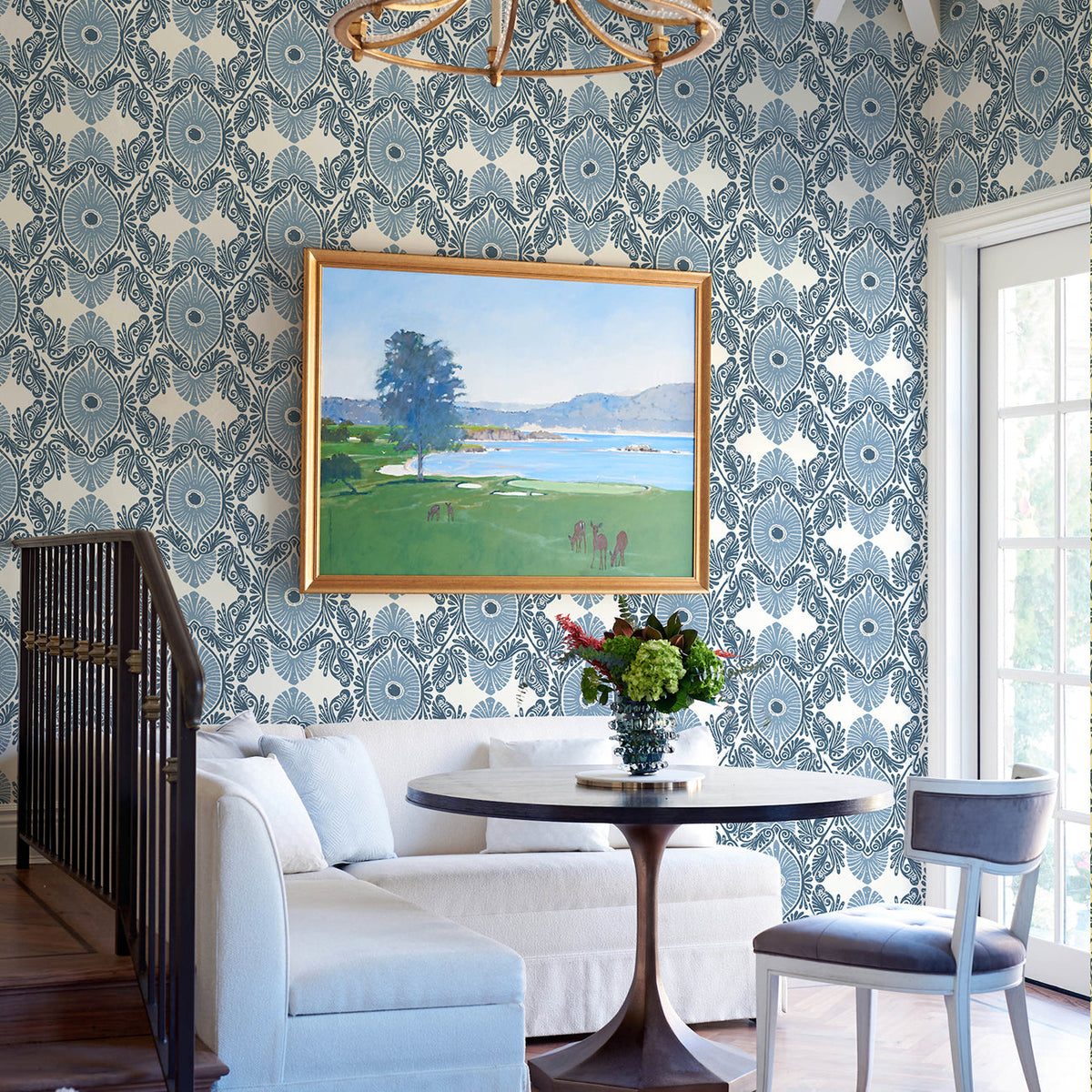 Villa Embellished Ogee Wallpaper wallpaper detail or room view