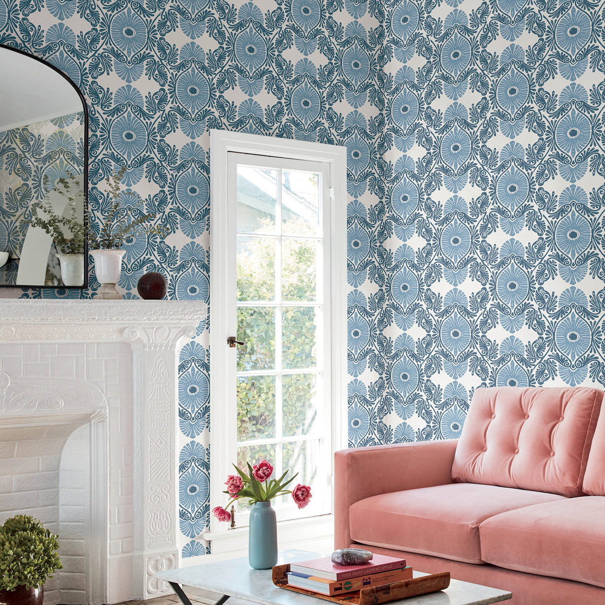 Villa Embellished Ogee Wallpaper wallpaper detail or room view
