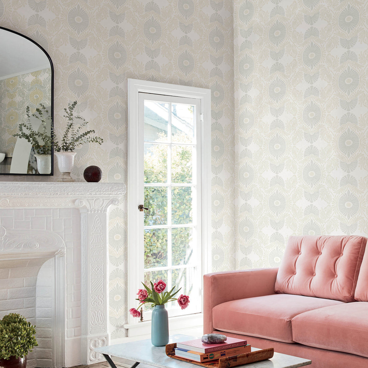 Villa Embellished Ogee Wallpaper wallpaper detail or room view
