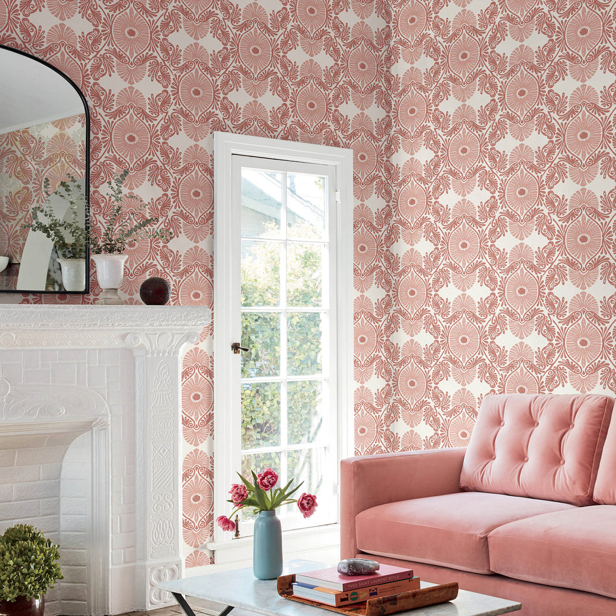 Villa Embellished Ogee Wallpaper wallpaper detail or room view