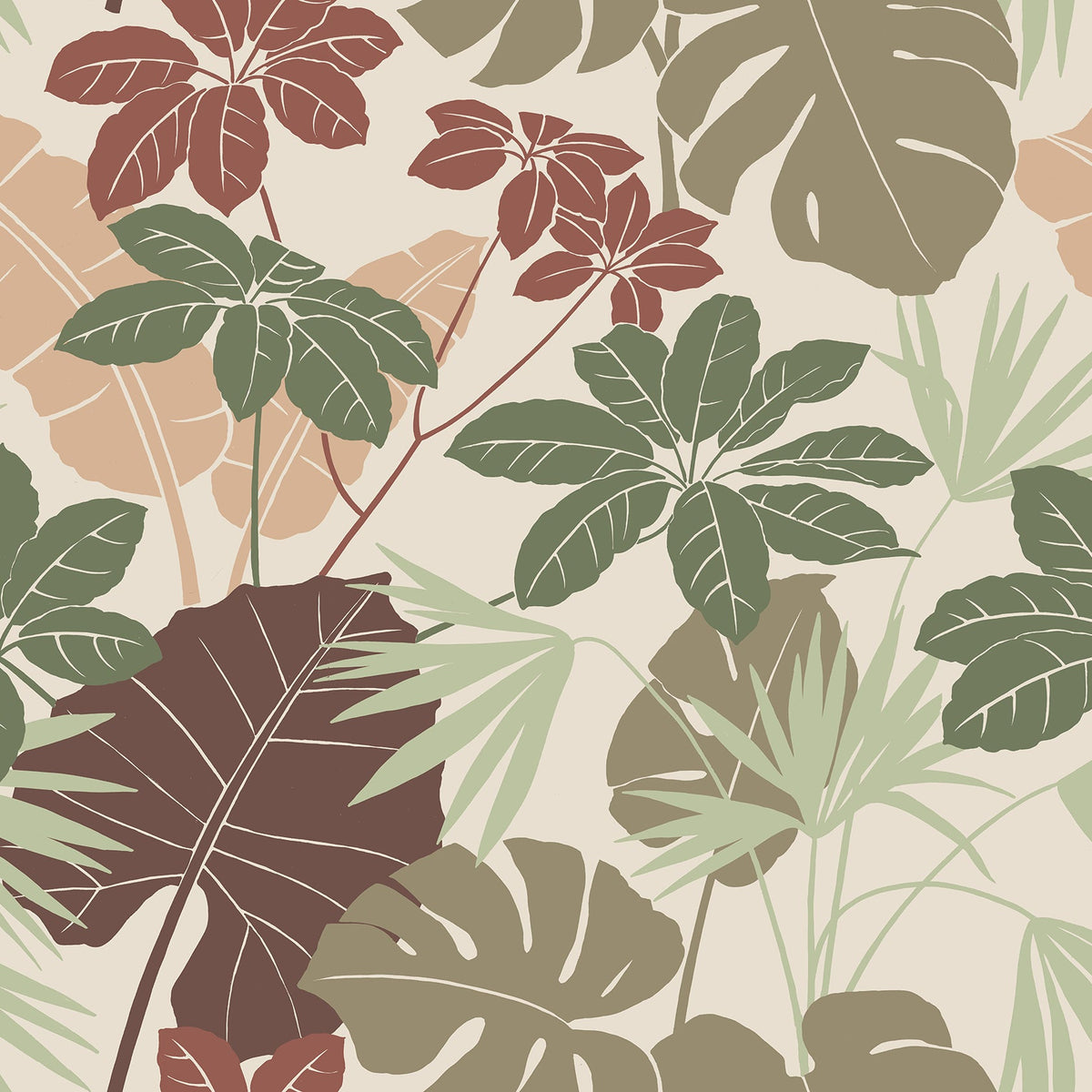 Medellin Rainforest Floor Wallpaper in Neutral