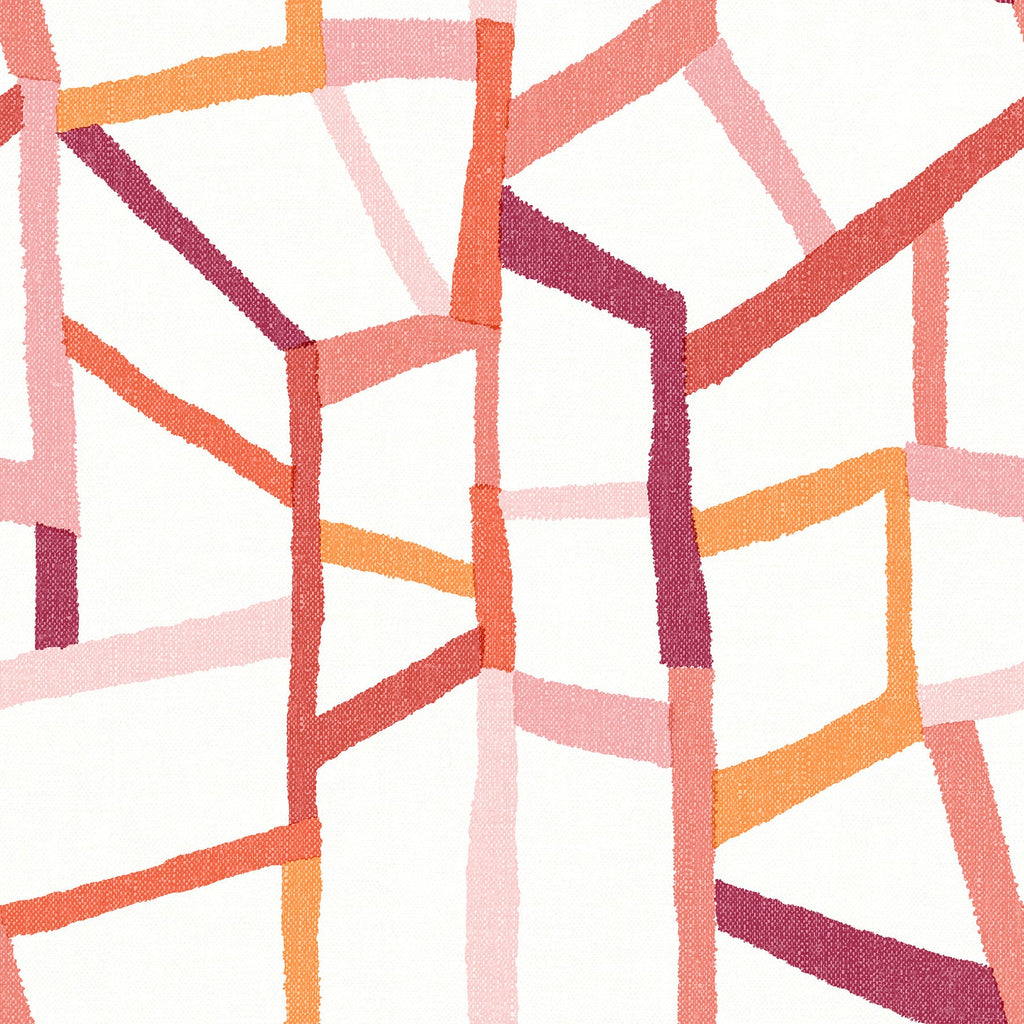 Tate Geometric Linen Wallpaper in Pink