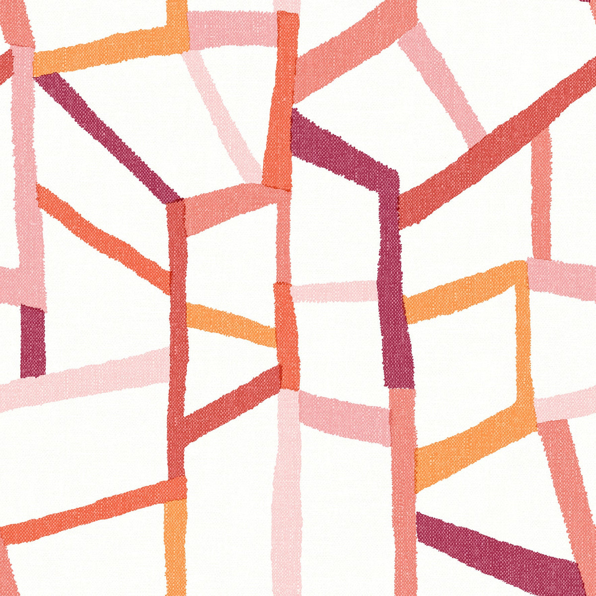 Tate Geometric Linen Wallpaper in Pink