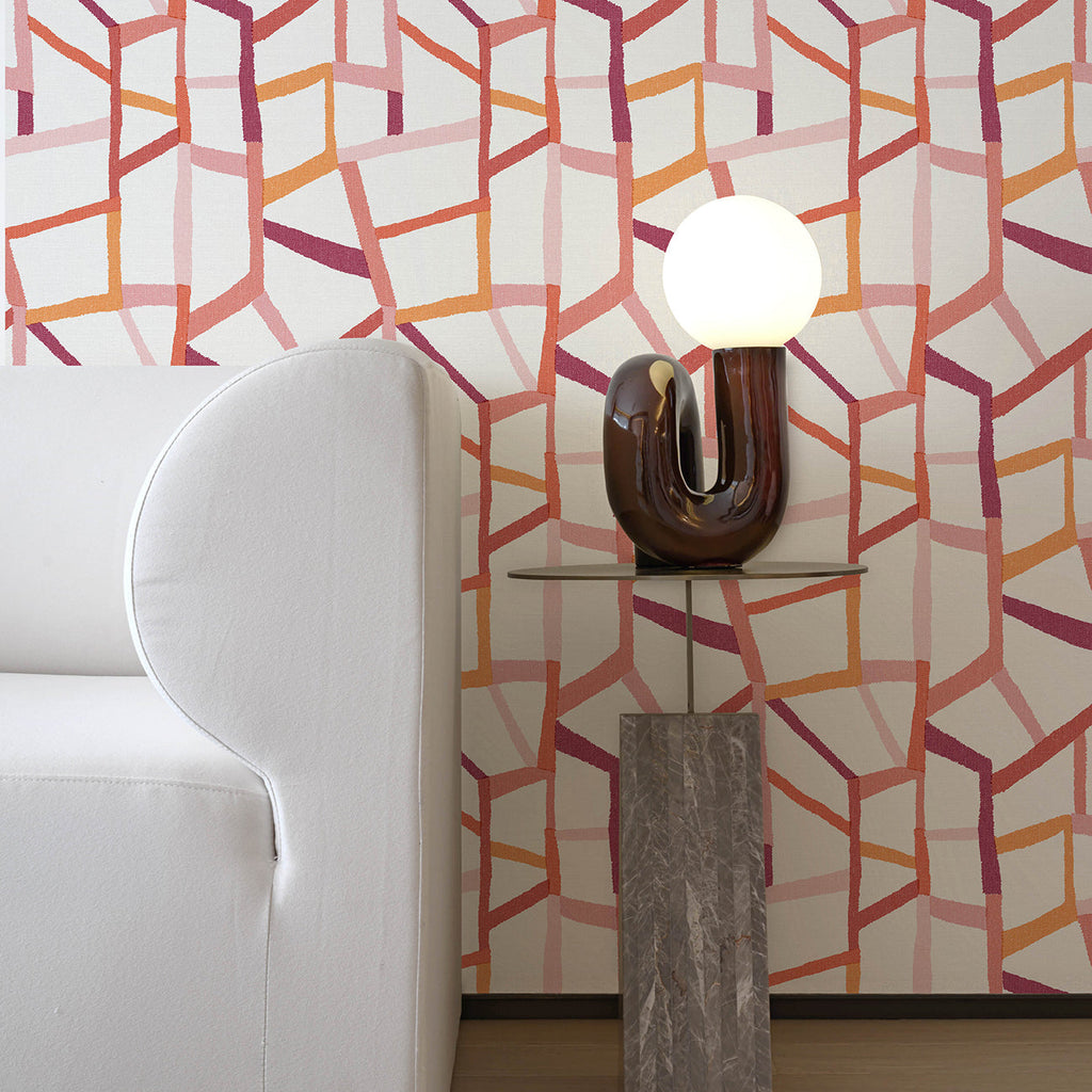 Tate Geometric Linen Wallpaper wallpaper detail or room view