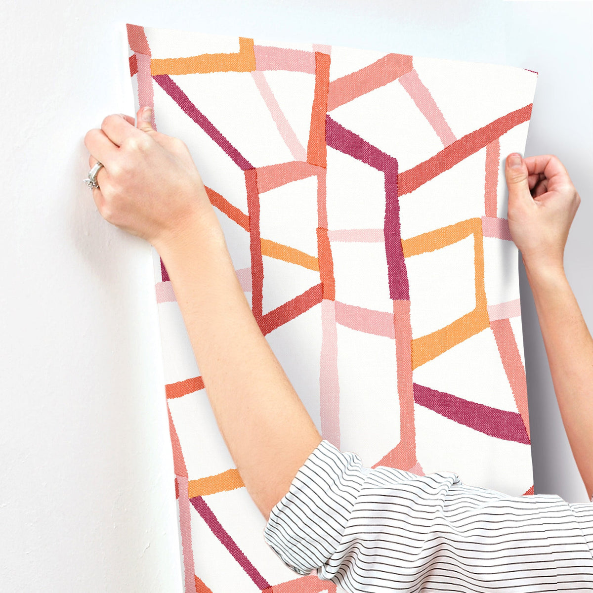 Tate Geometric Linen Wallpaper wallpaper detail or room view