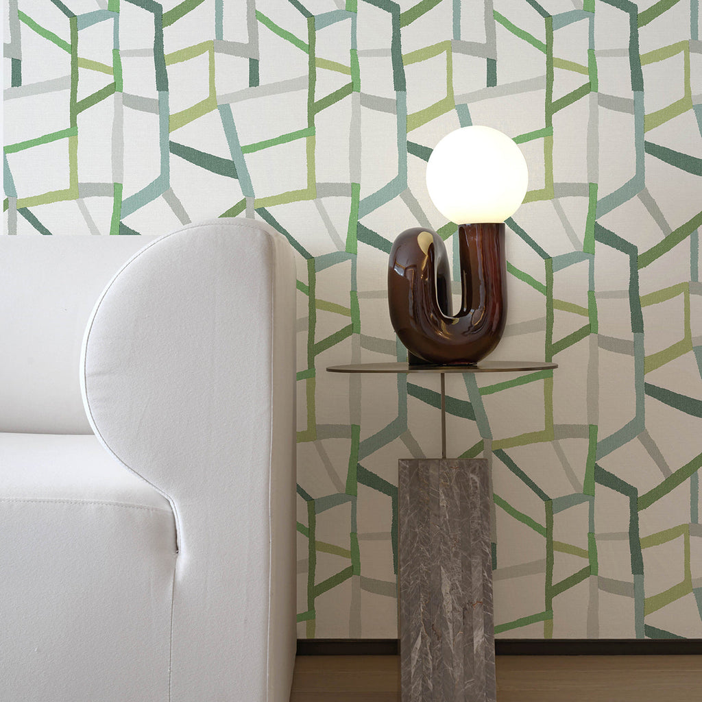 Tate Geometric Linen Wallpaper wallpaper detail or room view