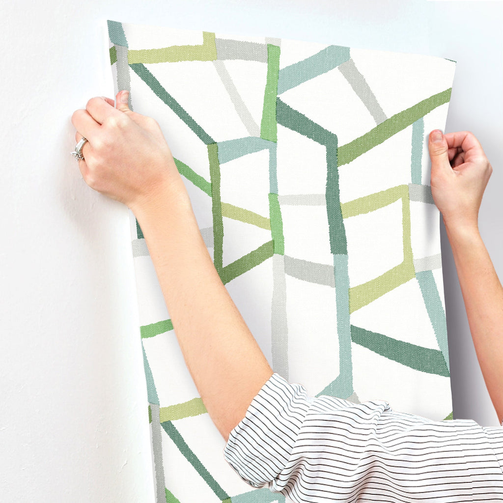 Tate Geometric Linen Wallpaper wallpaper detail or room view