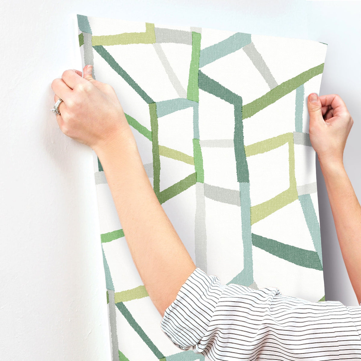 Tate Geometric Linen Wallpaper wallpaper detail or room view