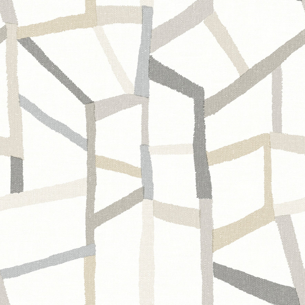Tate Geometric Linen Wallpaper in Grey