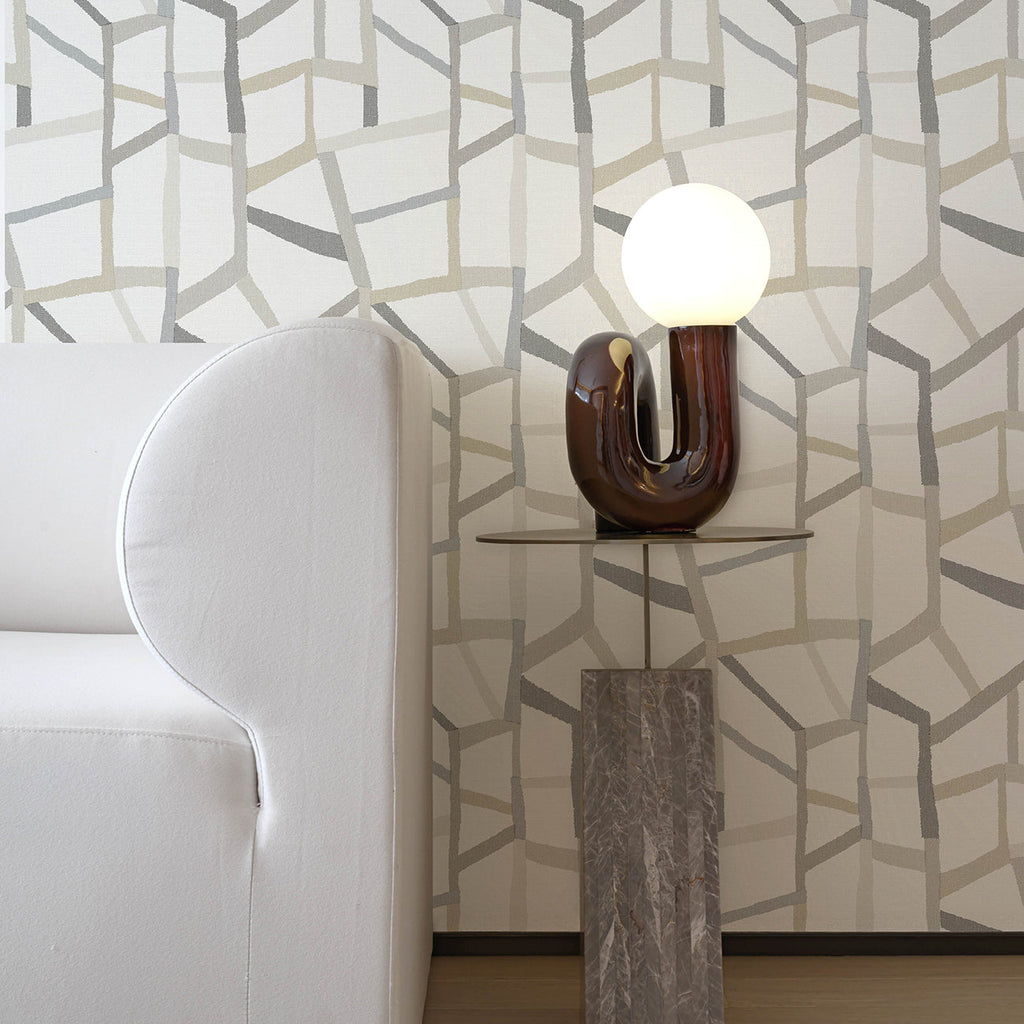 Tate Geometric Linen Wallpaper wallpaper detail or room view