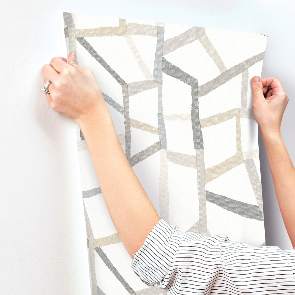 Tate Geometric Linen Wallpaper wallpaper detail or room view