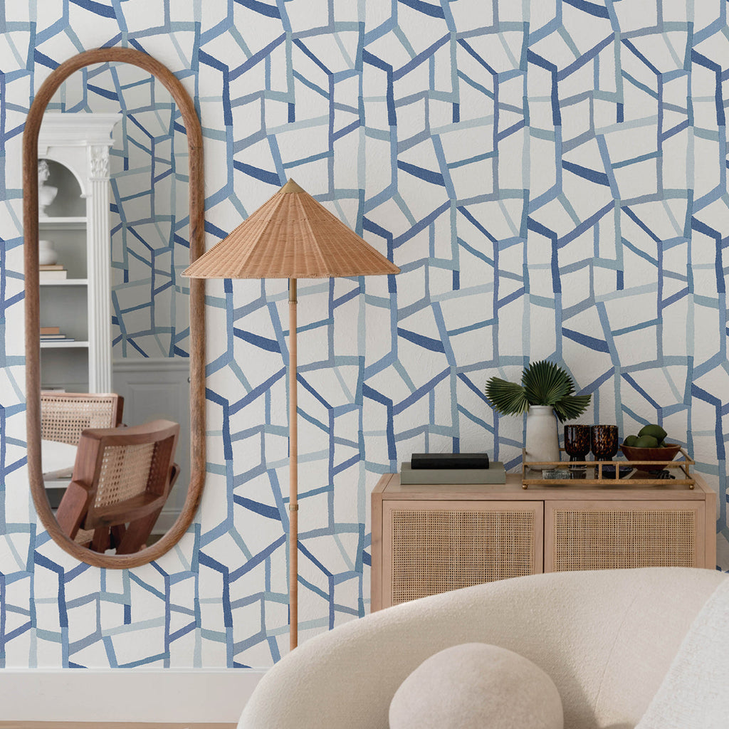 Tate Geometric Linen Wallpaper wallpaper detail or room view